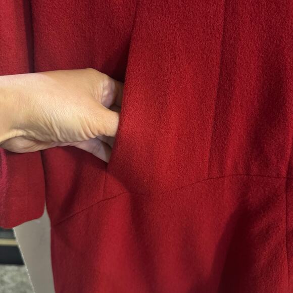SOFIA CASHMERE Red Funnel Neck Wool Cashmere Coat Lined Size 10 Made in USA - Picture 6 of 7